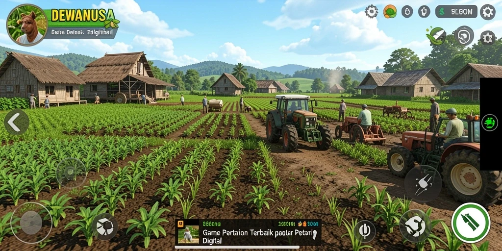 Screenshot gameplay DEWANUSA menampilkan aktivitas bertani yang seru.