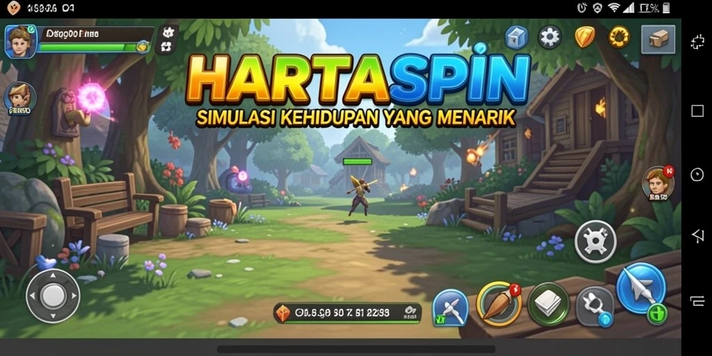Tampilan gameplay HARTASPIN yang memukau dalam simulasi kehidupan.