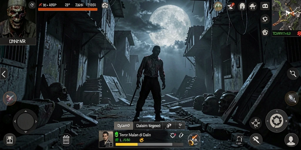 Tangkapan layar gameplay menunjukkan kegelapan dan ketegangan di IDRRP.