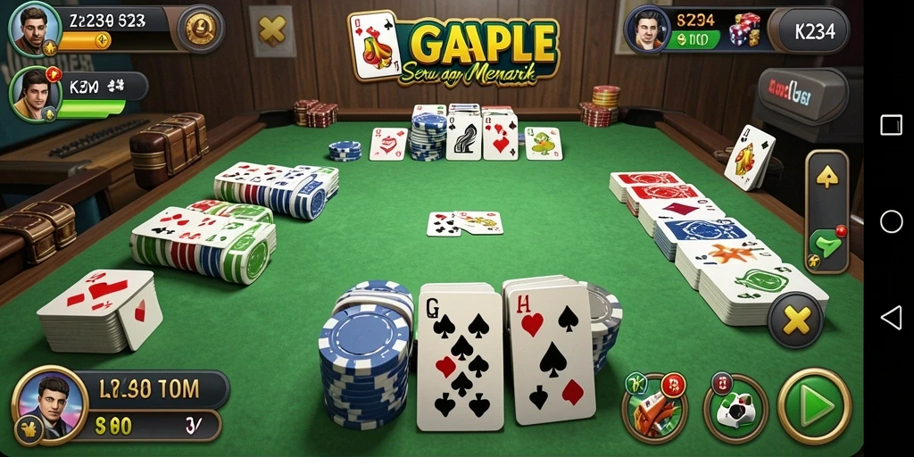 Tampilan gameplay seru di K234 saat bermain Gaple.