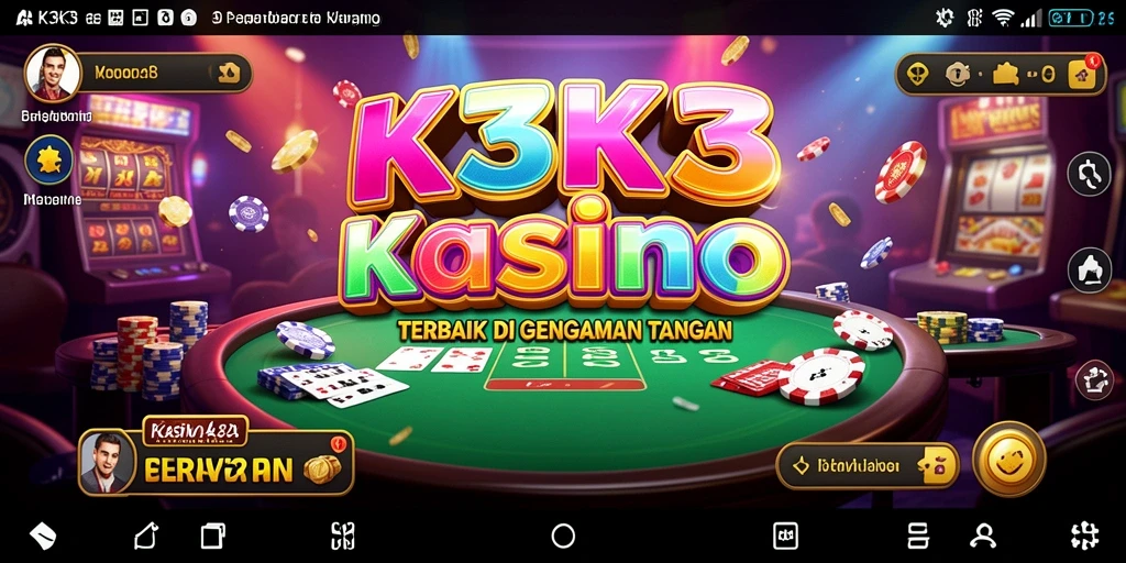 Screenshot yang menunjukkan gameplay seru K3K3 dengan desain kasino yang menarik.