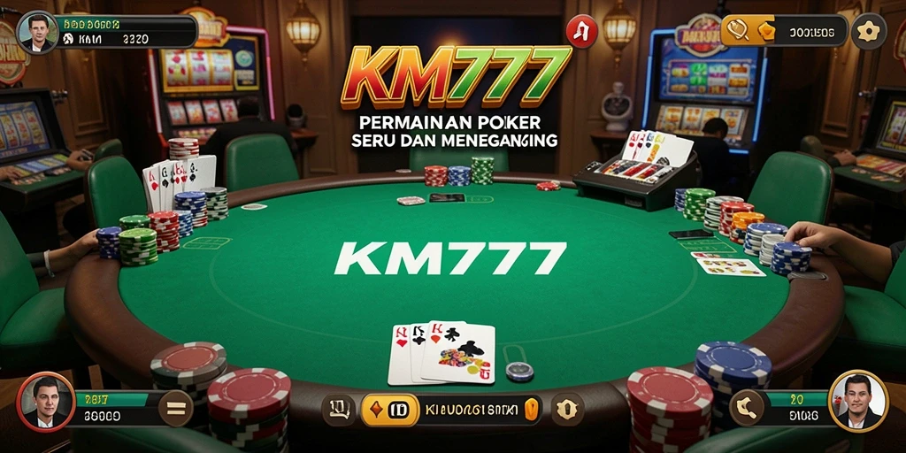 Screenshot gameplay KM777 menunjukkan atmosfer Poker yang mendebarkan.