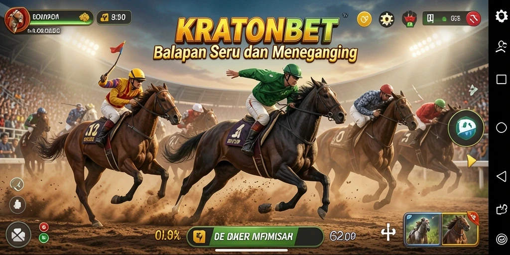 Tampilan seru gameplay KRATONBET dengan balapan yang mendebarkan.
