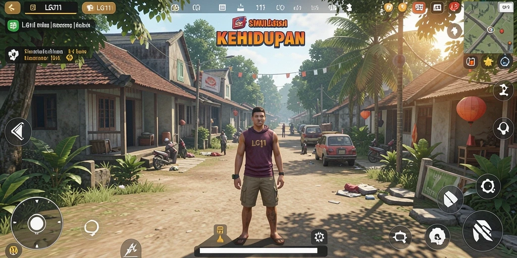 Screenshot gameplay LG111 menampilkan interaksi karakter yang dinamis.