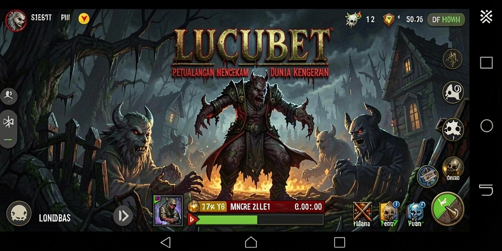 Gameplay LUCUBET yang menakutkan dengan suasana menyeramkan.