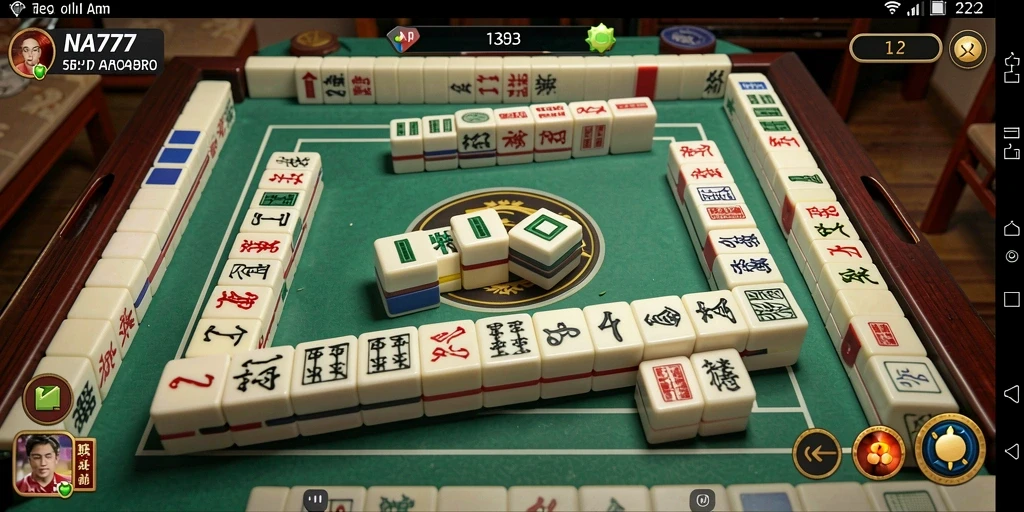 Tangkapan layar gameplay NA777 yang menampilkan suasana permainan Mahjong.