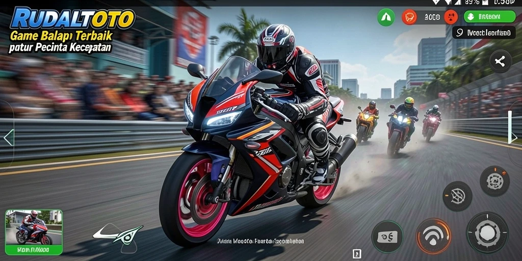 Tampilan adrenalin dengan balapan motor yang mendebarkan.