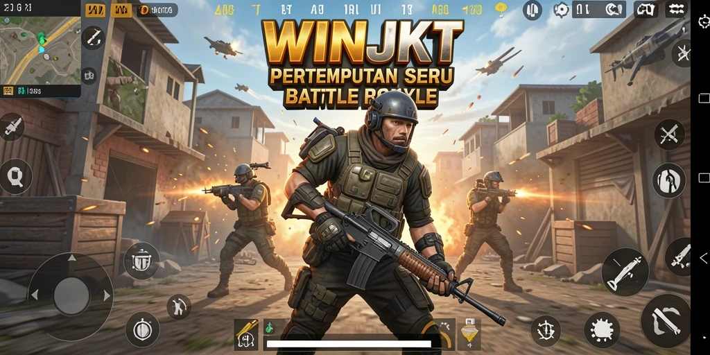 Screenshot WINJKT menunjukkan pertarungan intens dalam arena Battle Royale.